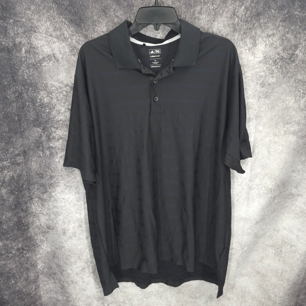 Adidas Polo Shirt Mens XL Black Golf Striped Hyundai Short Sleeve Climacool *